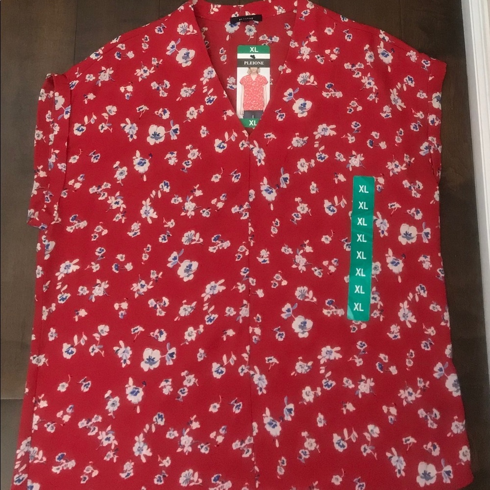 Red floral summer top